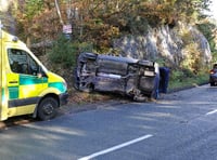 Man hospitalised after Pennal crash