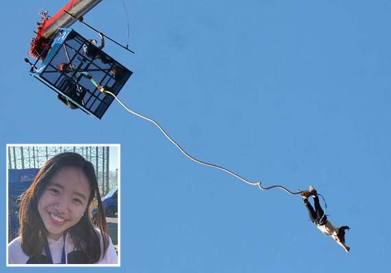 Jasmine completes bungee jump to help fund Africa trip