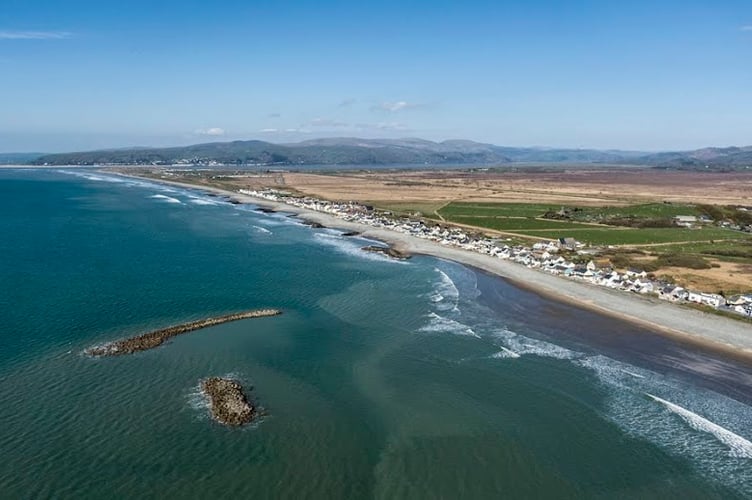 An aerial view of Borth’s coastline