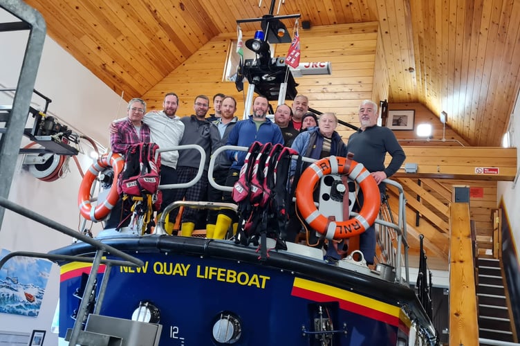 The rowers following their rescue in New Quay before returning home