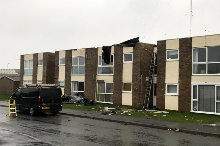 Damaged flats Storm Eunice 