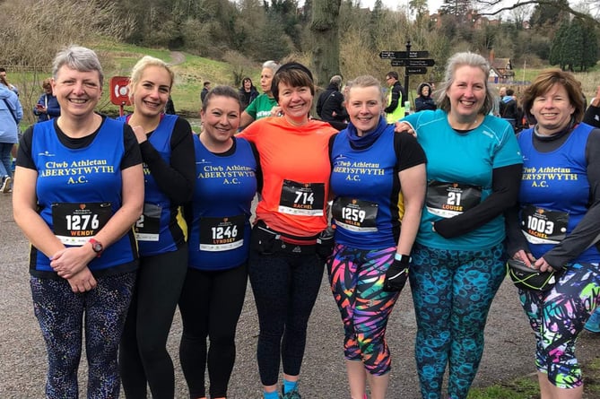 Wendy Williams, Cara Nisbet, Lynsey Wheeler, Rachel Richards, Helen Williams,Louise Amery, and Rachel Lilley at Shrewsbury 10k