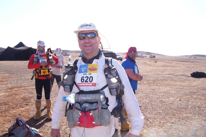 Nigel is pictured in the Sahara