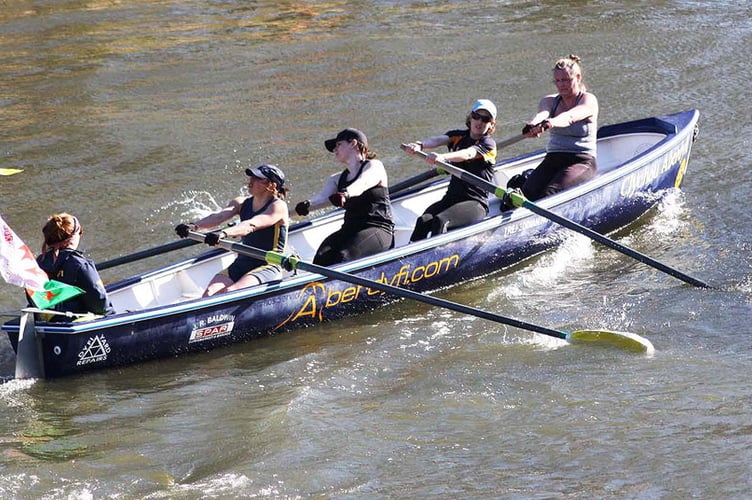 The Aberdyfi Ladies crew of Isabel Bottoms, Claire Jones. Elin Angharad Evans, Olivia Woodward and Gail Crosss who came first in their category