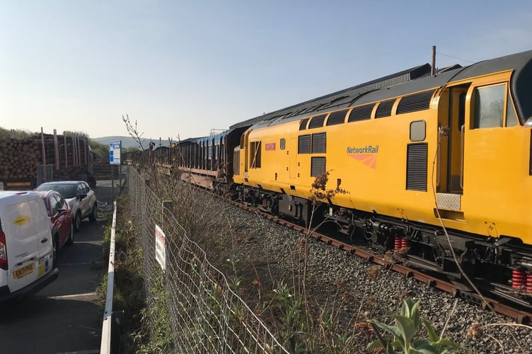 A freight train left Aberystwyth train station, on Saturday, 30 April, for the first time since 2005. Credit: Ceredig Davies