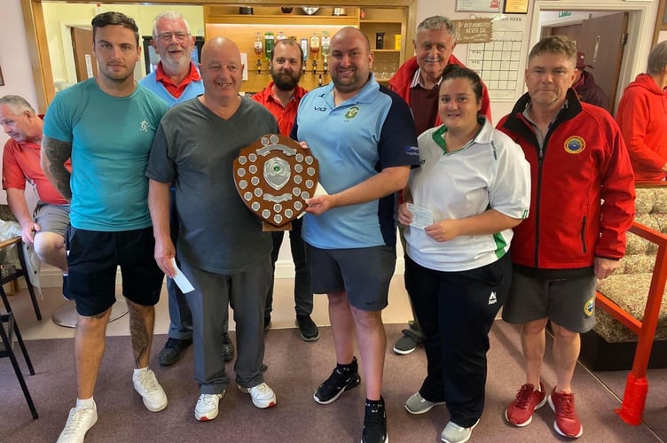 Tournament sponsors (Lampeter Tree Services & D&P Builders) with the winners from Lampeter, Whitland and Aberystwyth