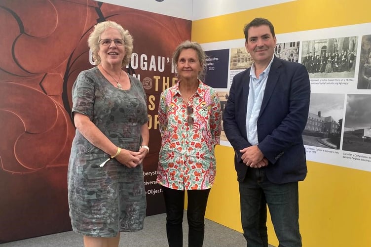 Professor Elizabeth Treasure Vice Chancellor, Elaine Davies, Dr Dylan Phillips Aberystwyth University