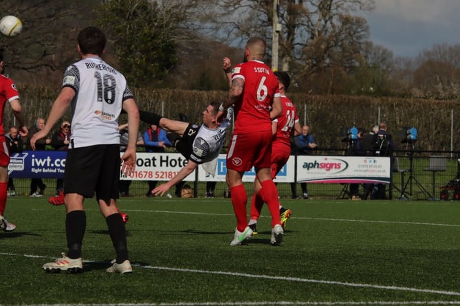 Chris Venables scored a crucial bicycle kick against Newtown season 2021/22