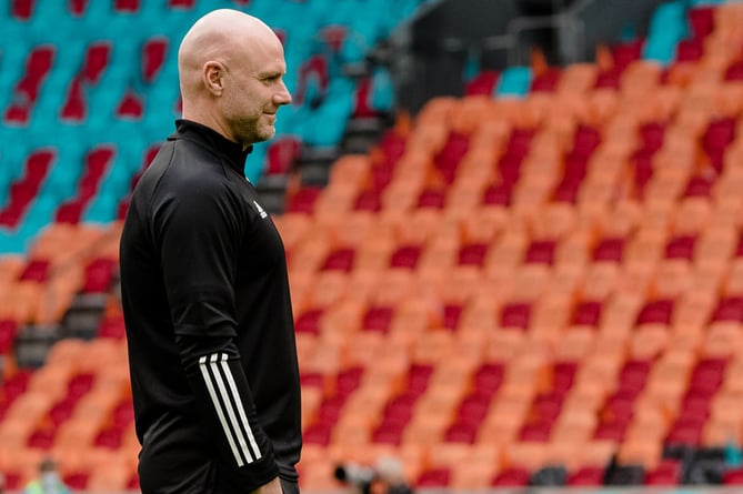 AMSTERDAM, HOLLAND - 25 JUNE 2021:  Walesâ Head Coach Robert Pageduring a Wales training session at the the Johan Cruyff Arena as Wales prepares to face Denmark in the last 16 of the 2020 European Football Championship Tournament on the 26th  of June 2021. (Pic by John Smith/FAW)