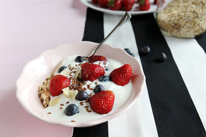 Stock photo of yoghurt and fruit