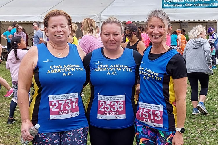 Left to right: Rachel Richards, Lyndsey Wheeler, Helen Williams at the Swansea Bay 10k