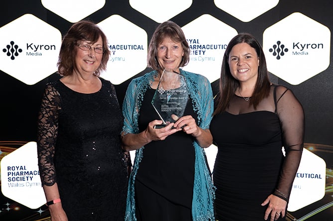 Jenny Pugh-Jones, with Cheryl Way and Elen Jones, Royal Pharmaceutical Society Wales