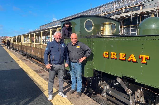 Dafydd Wyn Morgan from Cambrian Mountains Initiative and Llyr ap Iolo, Director of The Vale of Rheidol Railway.