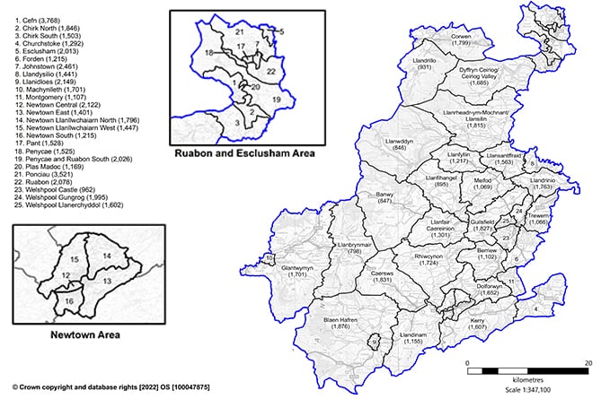 The proposed boundaries for Montgomeryshire Glyndŵr