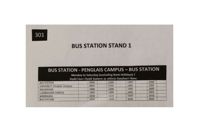 New timetable for 301 bus