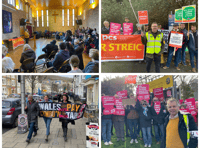 Unions unite on day of strikes in Aberystwyth