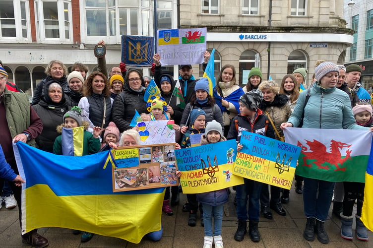 Tens of refugees and members of the Ukrainian community turned out to make the anniversary