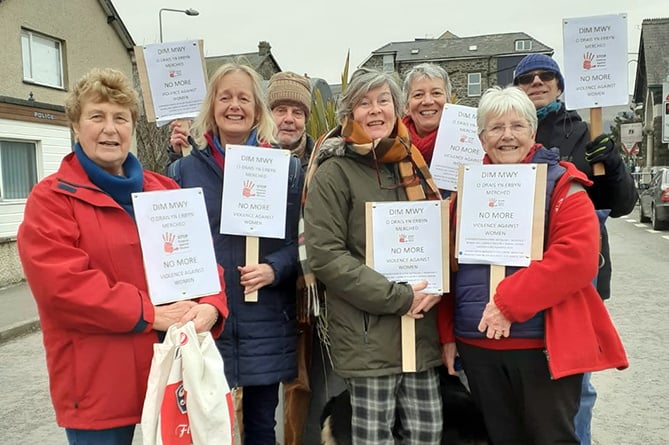 Some of those who took part in the march through Barmouth