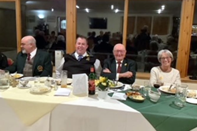 Captain David  Blesovsky, guest speaker Rev Wyn Maskell, president Iori Jones and Ceris Jones