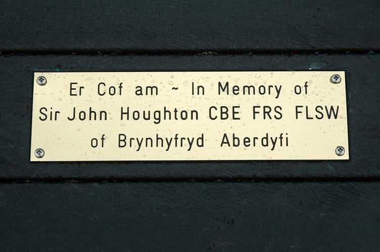 The plaque on Sir John Houghton’s memorial picnic table