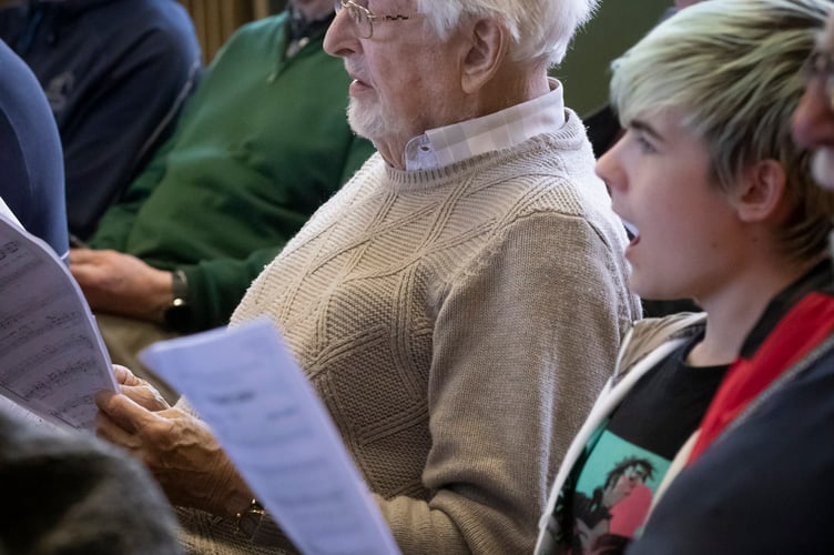 Father of the choir, 93-year-old Ednyfed Williams.             Picture Mandy Jones