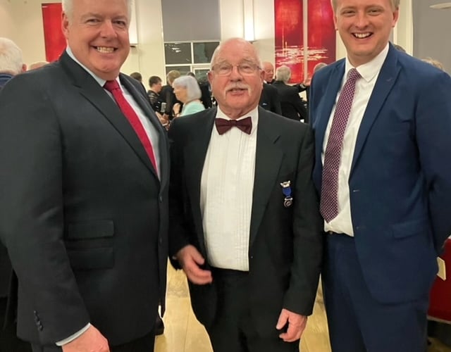 Former First Minister Carwyn Jones and MP Ben Lake attended a 75th Charter dinner in Aberystwyth in April