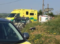 Car crash closes rural Ceredigion road