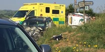 Car crash closes rural Ceredigion road