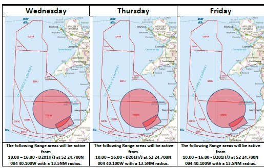 Live firing to take place in Cardigan Bay next week