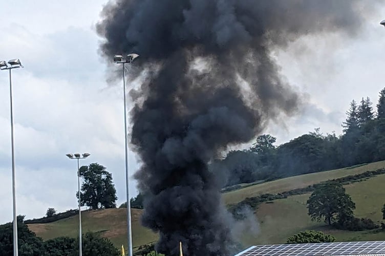 Smoke from the fire in Lampeter