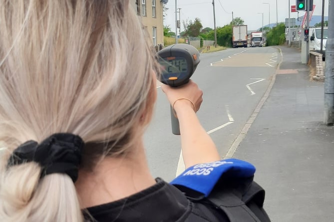 Police carried out speed checks near a school following concerns from the public