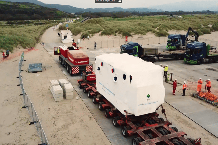 National Grid will deliver a new electricity transformer to Trawsfynydd via barge and Black Rock Sands beach in early July