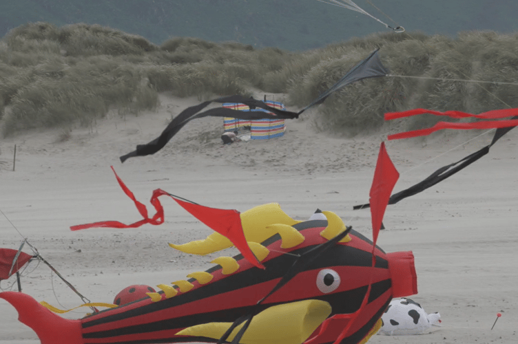 A screenshot from Erfyl Lloyd Davies' footage of the kite festival