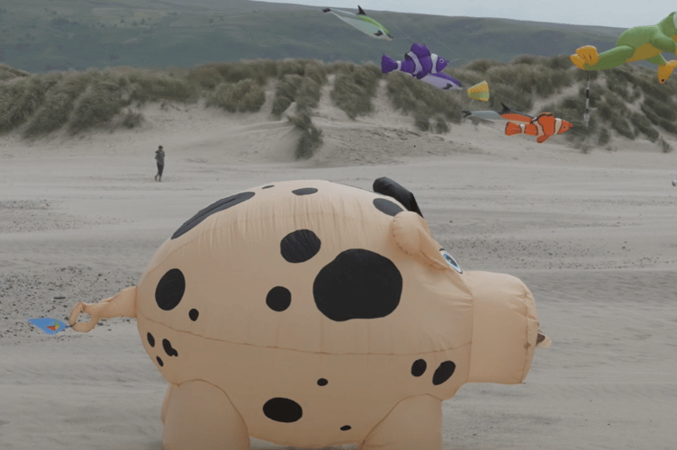 A screenshot from Erfyl Lloyd Davies' footage of the kite festival