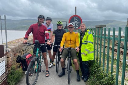 Cyclist arrives in Gwynedd on 3,500-mile journey in memory of sister