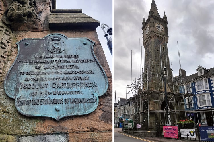 Machynlleth clock tower plaque