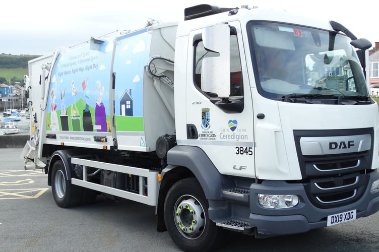 Waste collection bin lorry Ceredigion