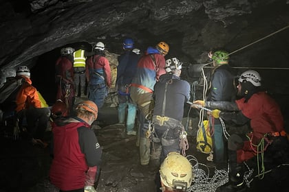 Two rescued as boat gets stuck at underground lake in Gwynedd mine