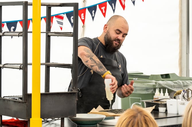 Michelin-starred chef Nathan Davies, from SY23 in Aberystwyth, kicked off the demos at 11am