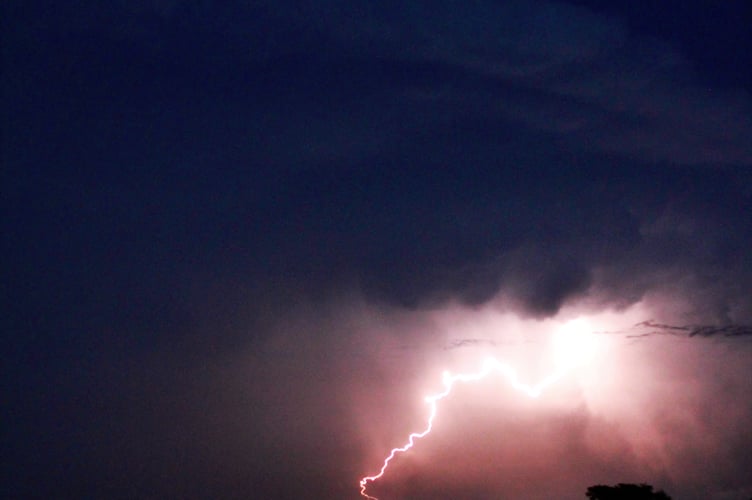 Lightning above the National Library in Aberystwyth