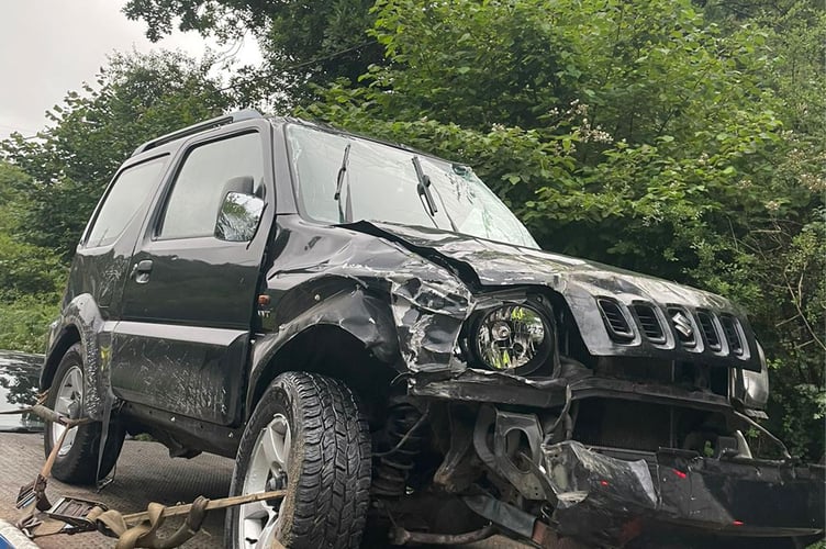 One of the vehicles involved in a recent crash in the Rhyd y Sarn