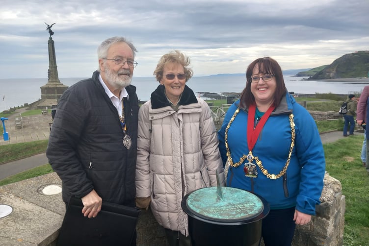 Aberystwyth Rotary president Eric Robinson, chair of the 75th anniversary committee Sonia Dobson and Aberystwyth mayor Kerry Ferguson