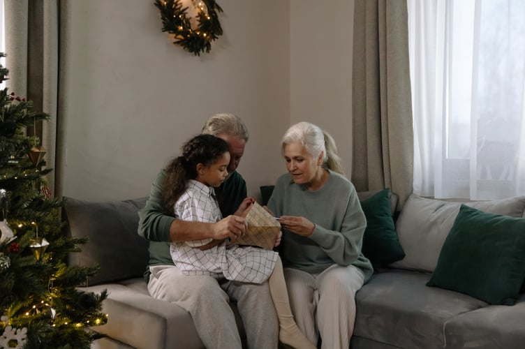 Old people present Christmas