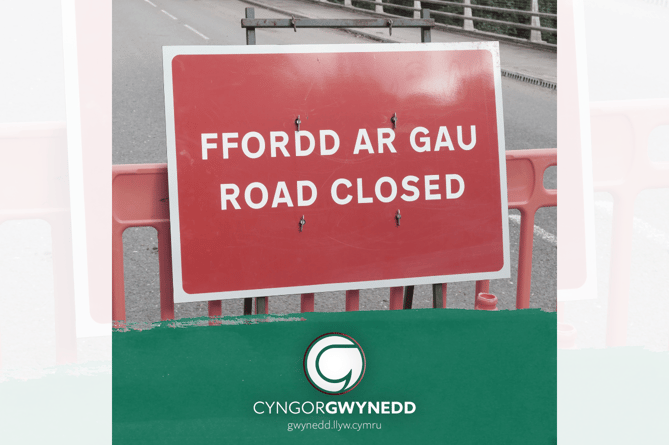 Gwynedd road closed sign