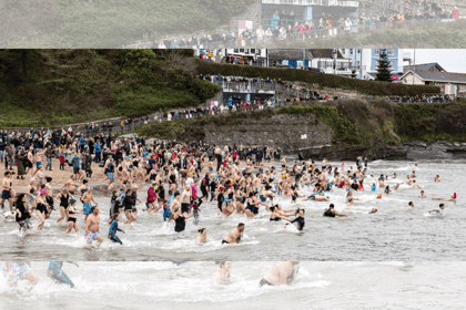 Swimmers brave the New Year chill for Cancer Research