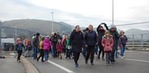 Hundreds become first to walk across the new Machynlleth bridge