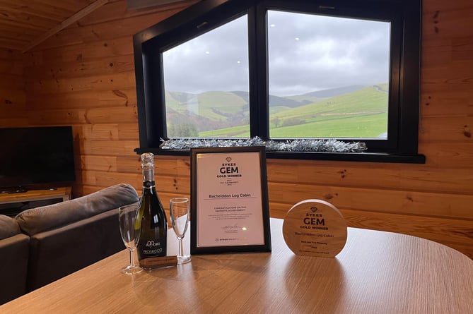 Bacheiddon Log Cabin won the Sykes Cottages Best Hot Tub Property award in 2023