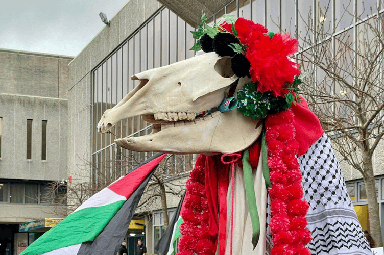 A petition was presented to Aberystwyth University at a pro-Palestine demonstration