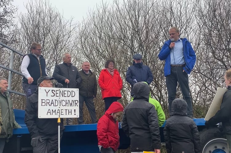 The panel of speakers at the farming protest