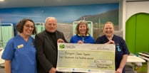 Aber 10k organisers present cheque Bronglais Hospital Chemo Unit